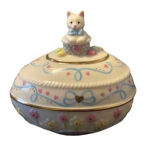 Vintage Lenox 2007 Easter Porcelain Egg Springtime Kitty Limited Edition